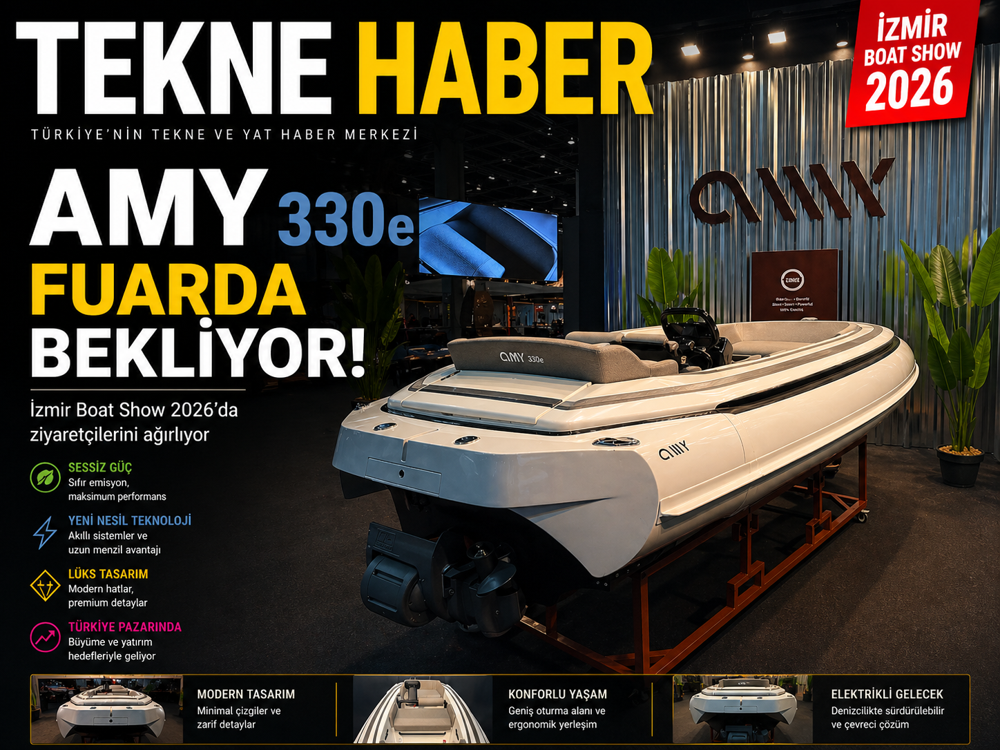 TEKNE HABER | AMY 330E | İzmir Boat Show’da Elektrikli Gelecek Sergileniyor
